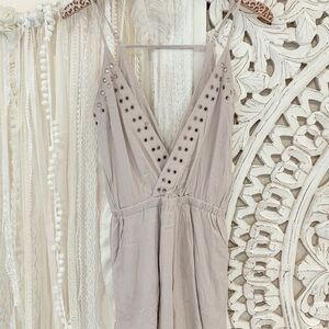 Elegant Beige Jumpsuit with Studded Details